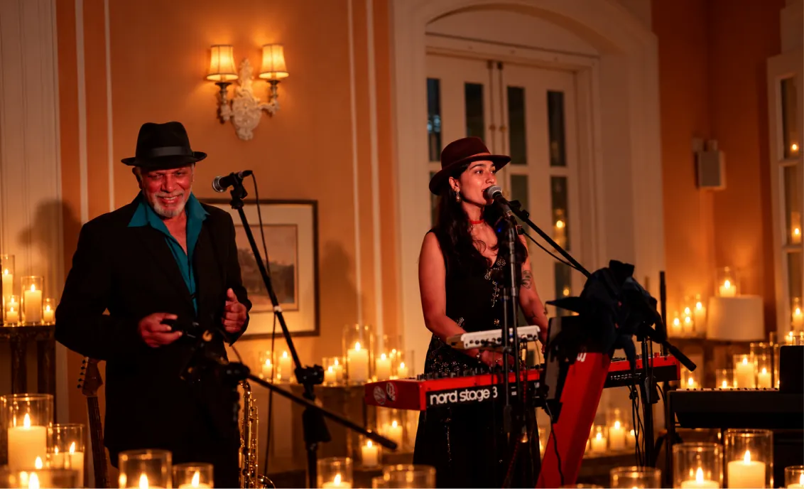 The Chronic Blues Circus performing live jazz by candlelight